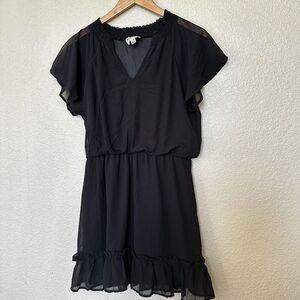 June & Ivy Black Ruffle Dress Women’s Size Medium Cute